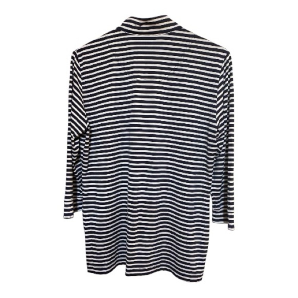 Sport Haley Navy and White Striped Long Sleeve Tee with Pink Zipper size L - Picture 4 of 8